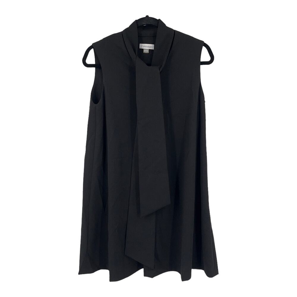 Calvin Klein Womens size 2 dress black sleeveless front tie